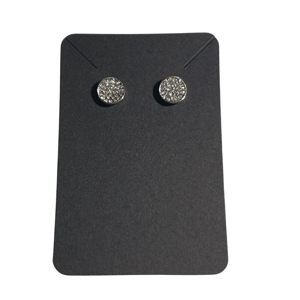 Round Silver Rhinestone Stud Earrings Elegant Design For Women Jewelry Gift Mom